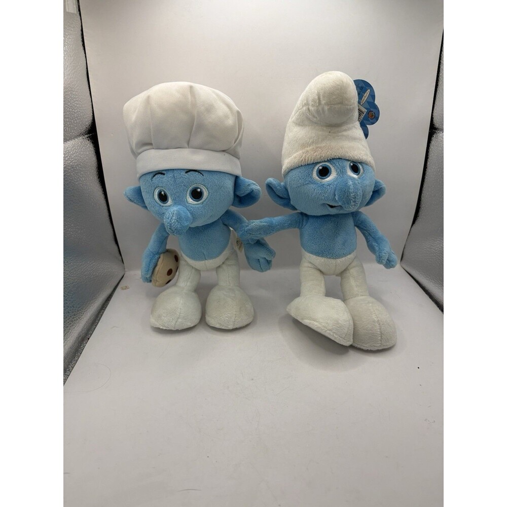 Set Of 2 Smurfs Plushies Baker, Clumsy  11”